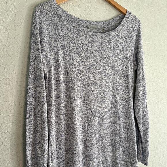 Athleta Luxe Pose Tunic Top Marled Oversized Sweater Gray Purple Athleisure - Picture 2 of 6